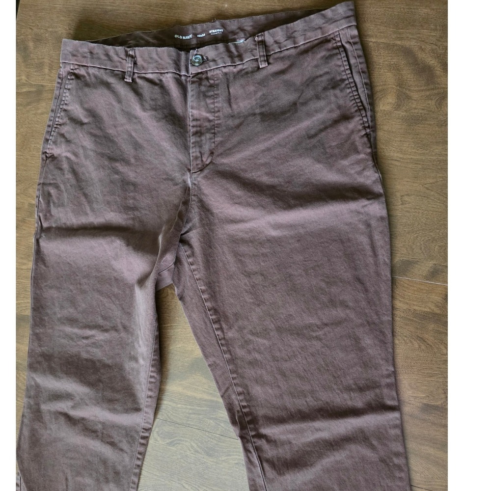Old Navy Mens Brown Straight Built-In Flex Chino Pants 40x31.5 Stretch Workwear